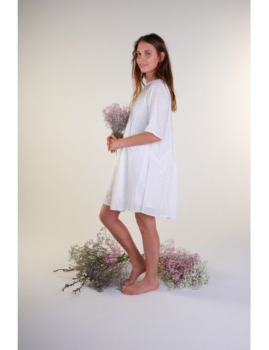 VESTIDO BLANCO PLISADO CON FORRO