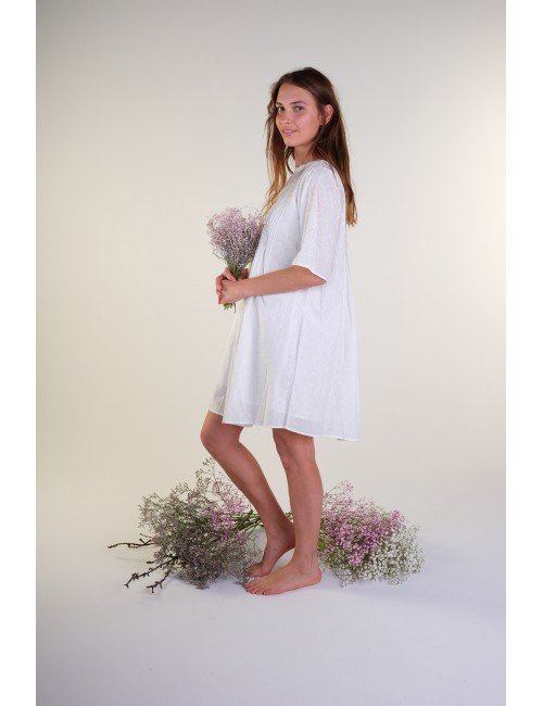 VESTIDO BLANCO PLISADO CON FORRO