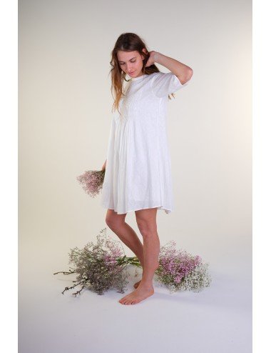 VESTIDO BLANCO PLISADO CON FORRO